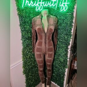 Brown Geometric Pattern Jumpsuit